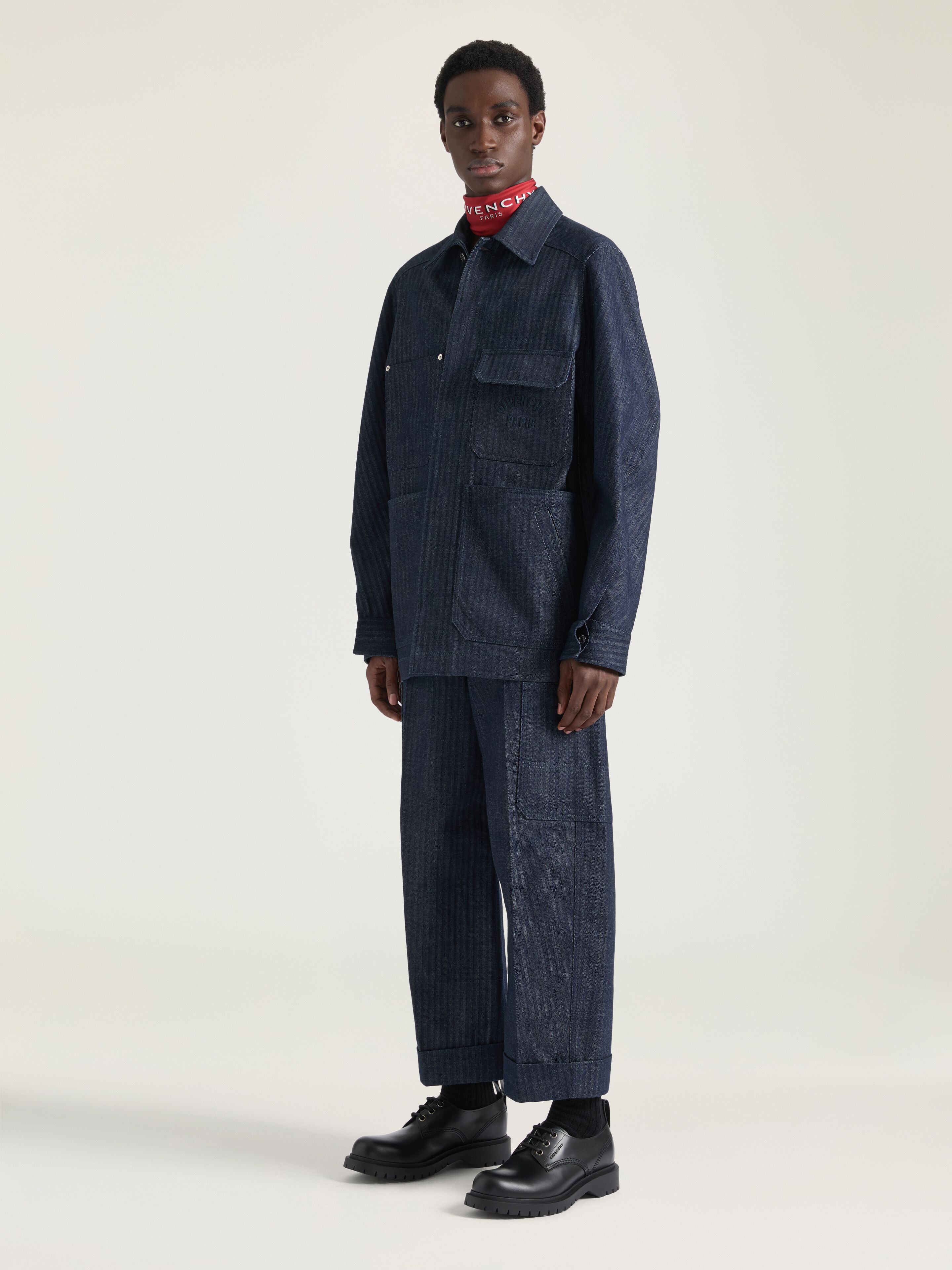 Overshirt in herringbone denim